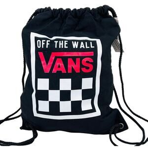 Vans Bench Bag Backpack Black Red White Classic Logo Cotton Drawstrings Closure
